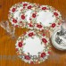 Astoria Grand Sergio Decorative Red Poppy Handmade Embroidered Cutwork Round 16" Placemat HCRE1094